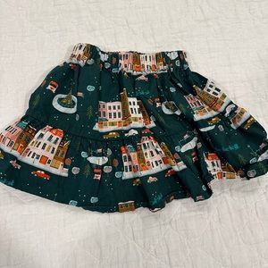 Festive girls printed Christmas holiday skirt with stretchy elastic waistband